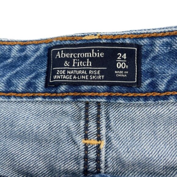 ABERCROMBIE & FITCH Zoe Natural Rise Vintage A-Line Denim Skirt Sz 00 - Picture 3 of 4